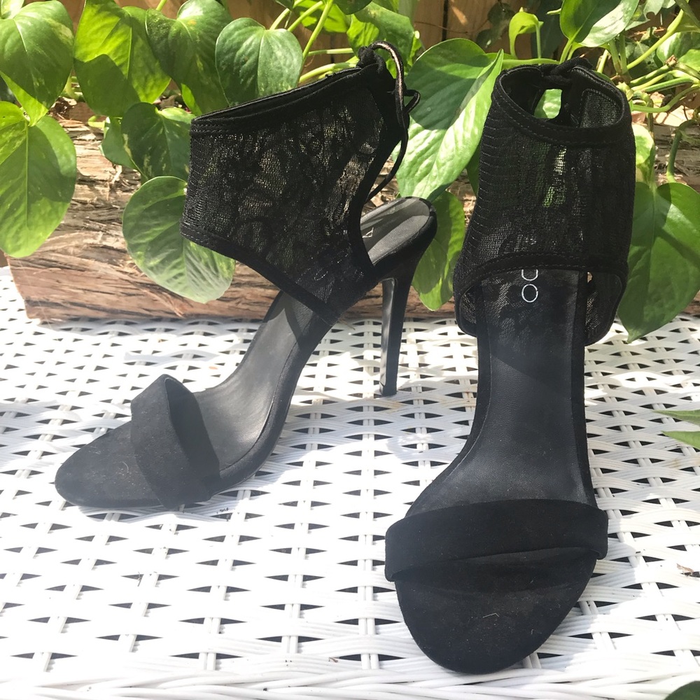 ALDO: black heels lace ankle with lace-up back